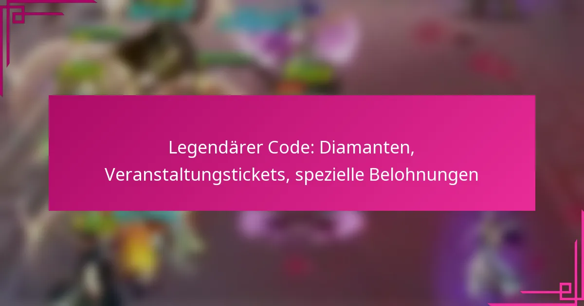 Legendärer Code: Diamanten, Veranstaltungstickets, spezielle Belohnungen