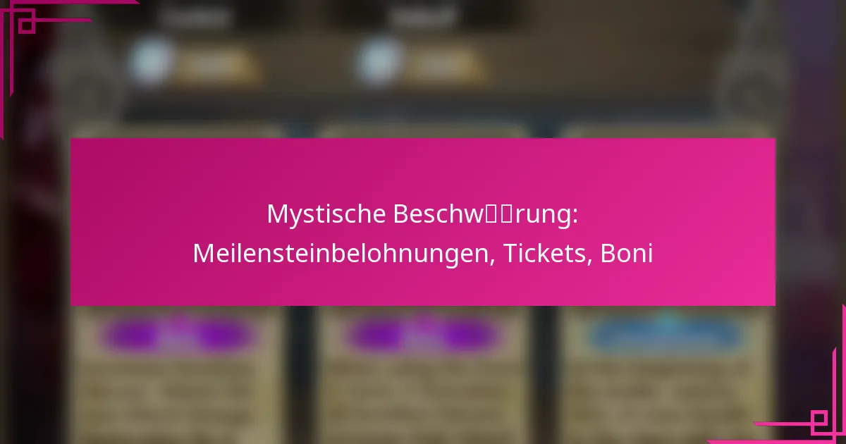 Mystische Beschwörung: Meilensteinbelohnungen, Tickets, Boni