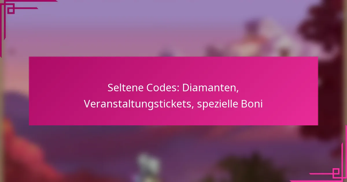 Seltene Codes: Diamanten, Veranstaltungstickets, spezielle Boni