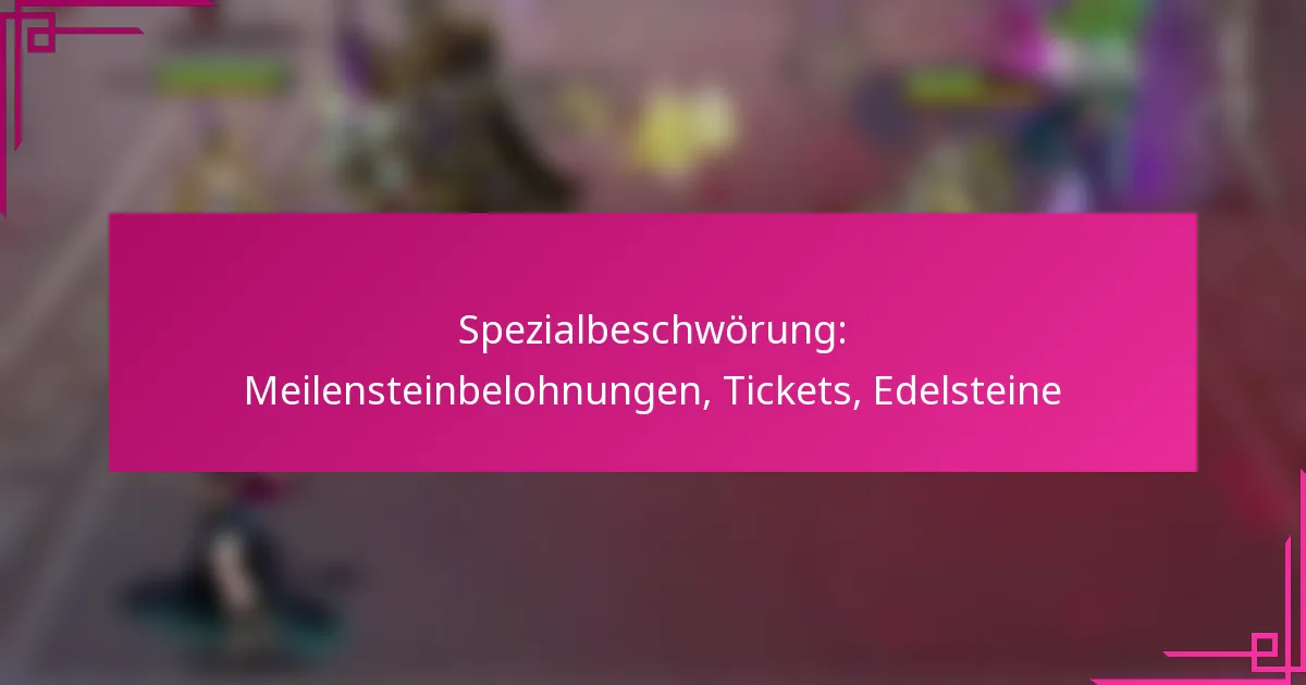 Spezialbeschwörung: Meilensteinbelohnungen, Tickets, Edelsteine