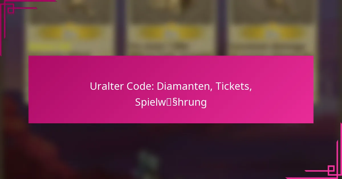 Uralter Code: Diamanten, Tickets, Spielwährung