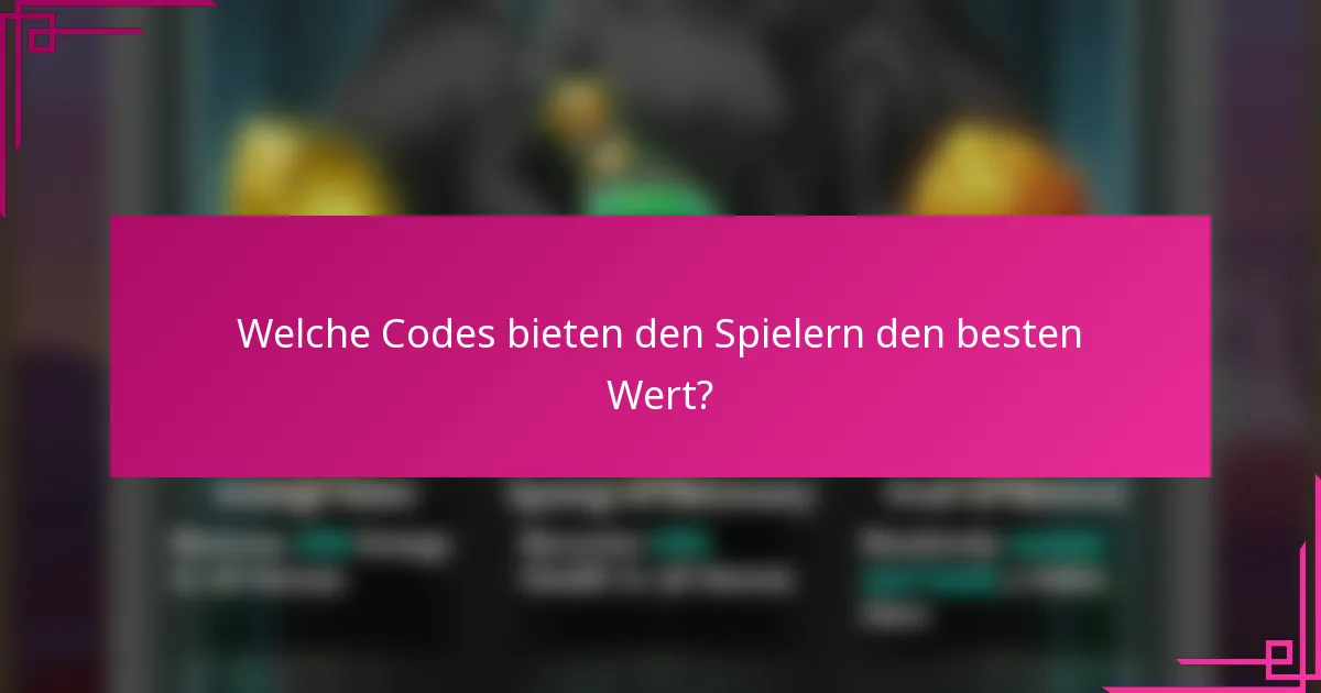 Welche Codes bieten den Spielern den besten Wert?